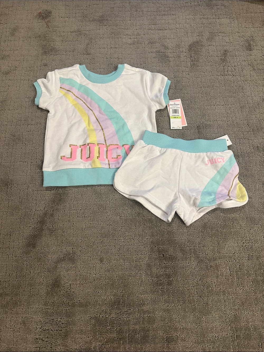 Juicy Couture Set with Pastel Rainbow Trim